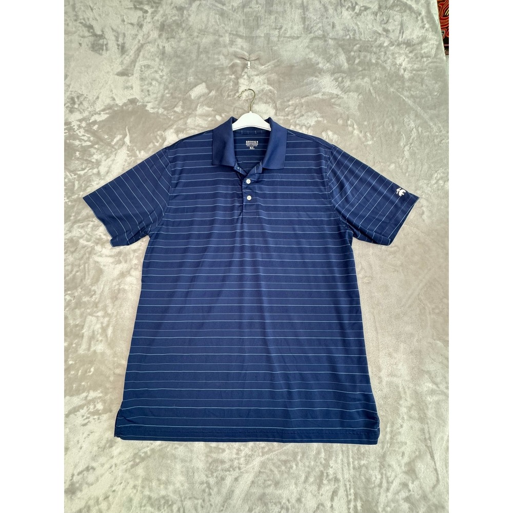 Brooks Brothers Men's Navy‎ Striped Performance Golf Polo Shirt Size XL